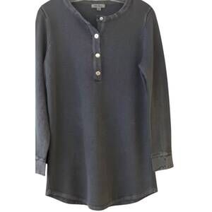 NEW PBJ BLUES women's henley collar pullover sweatshirt in charcoal